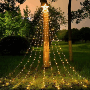 Luces de Navidad Cascada Estrella Cálida Solar – 280 LEDs