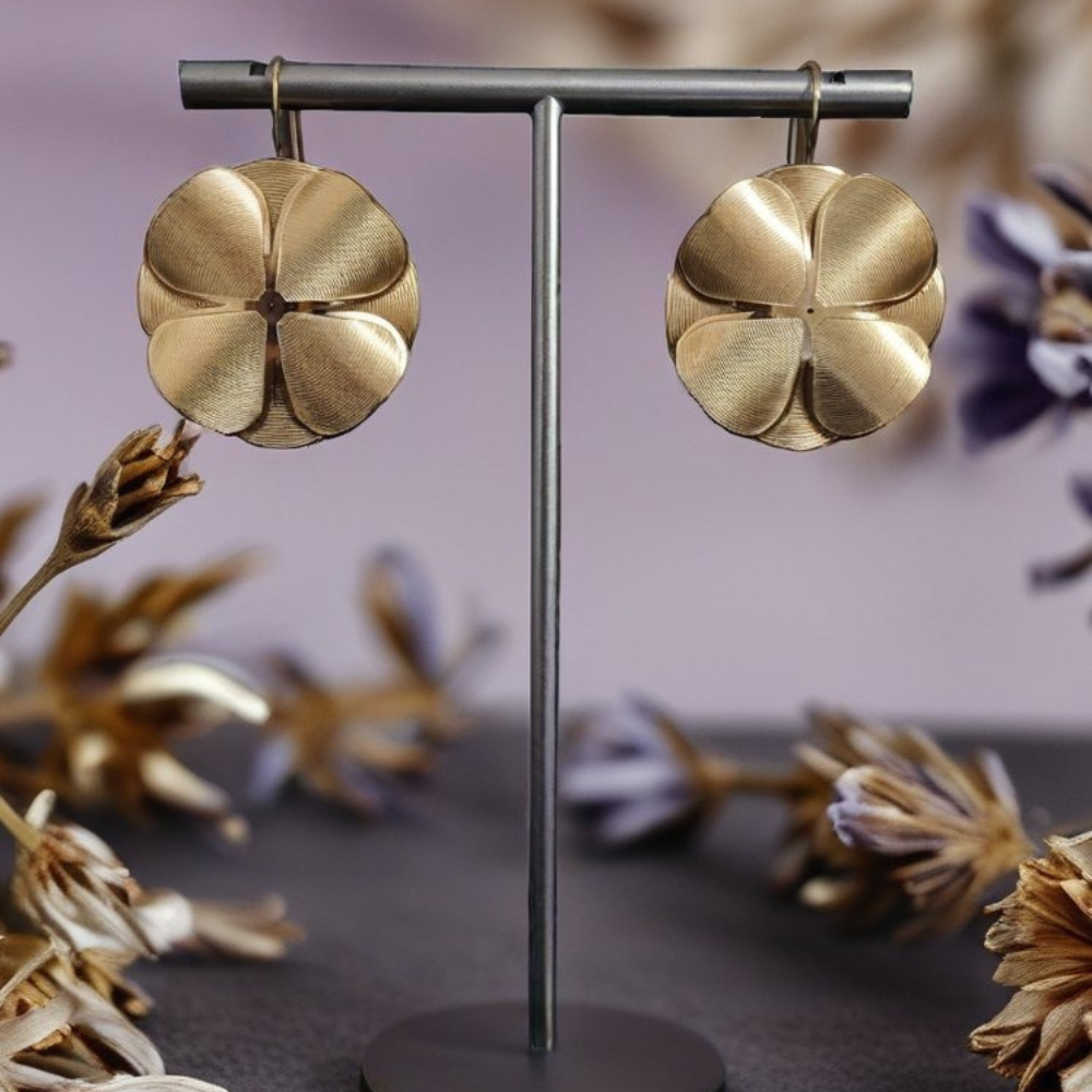 Aros Colgantes Flor Acero Quirúrgico para Mujer Elegantes - Imagen 3