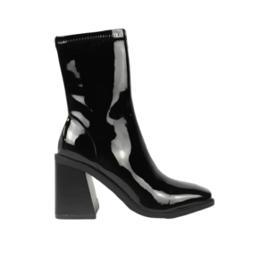 Bota Mujer Charol Negro Tacón Cuadrado YY-19 Elegante