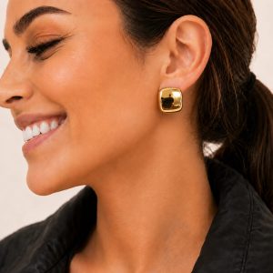 Pendientes Cuadrados Dorados de Acero Quirúrgico para Mujer