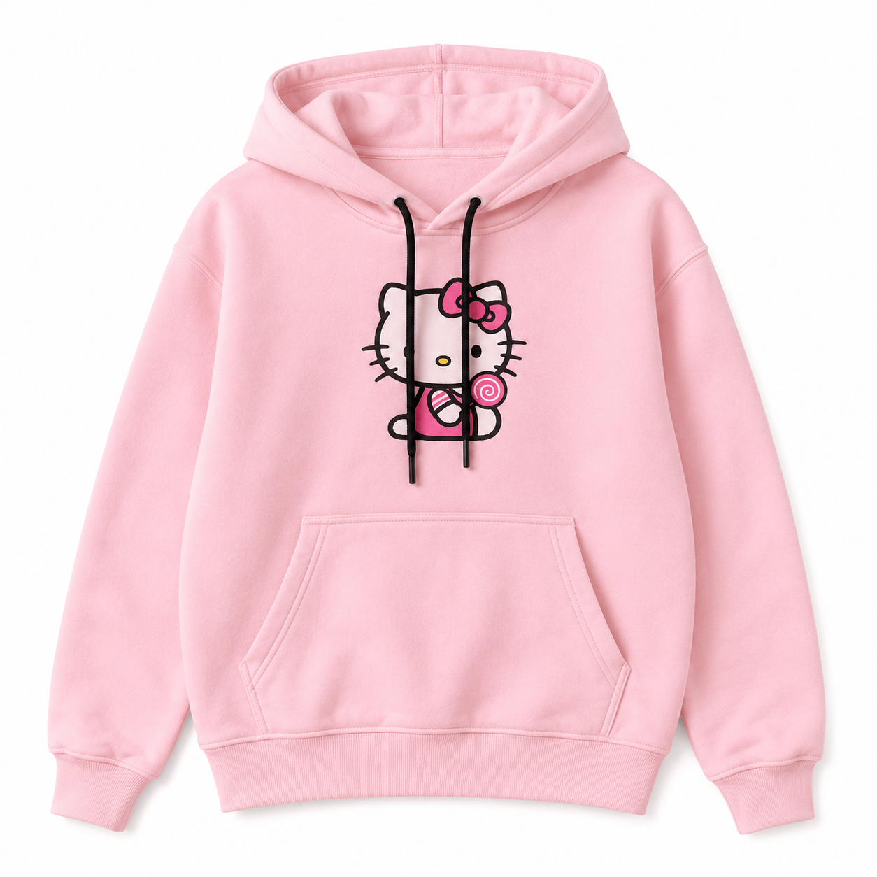 Polerón Oversize Hello Kitty Mujer con Capucha Color Rosa